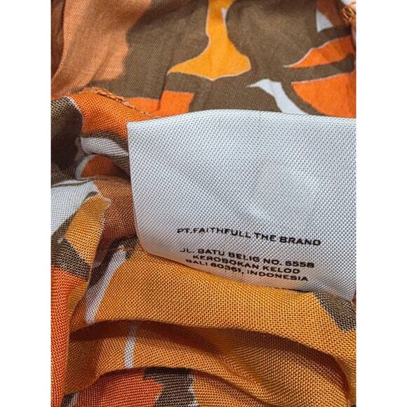 Revolve Faithfull The Brand Kiona Isola Floral Printed Dress Orange Sz 6 A004054 - Picture 6 of 13